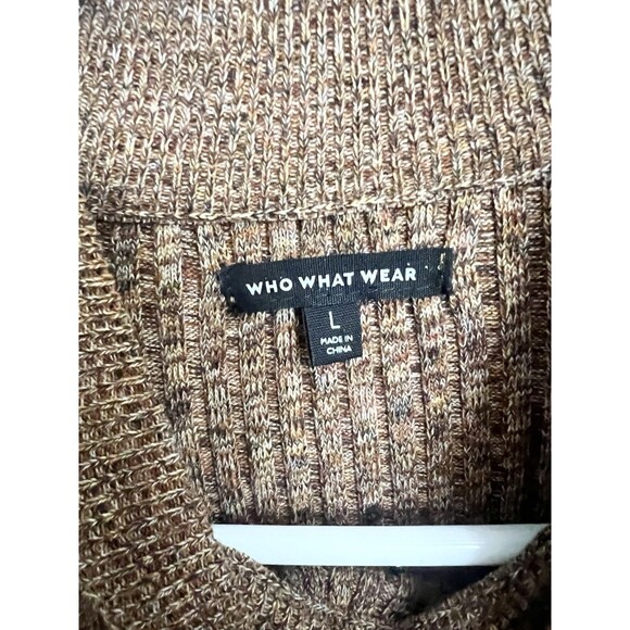 Who What Wear Brown Puff Sleeve Mock Neck Ribbed Sweater Top Size Large Fall - Picture 5 of 9